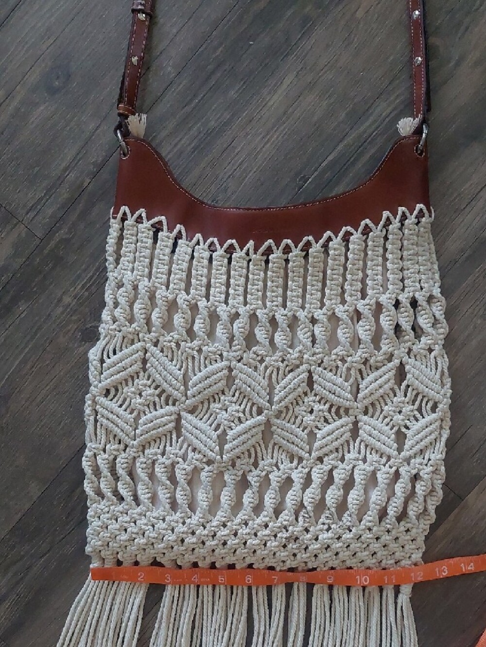 Isabel MARANT Boho Macramé Fringe Shoulder Bag in Cream and Brown - Picture 13 of 14